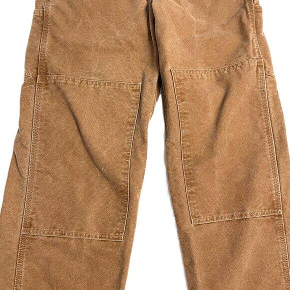 Carhartt Overalls Men’s 30x30 Duck Canvas Bib Double Knee Flannel Lined R42 BRN - Picture 5 of 16